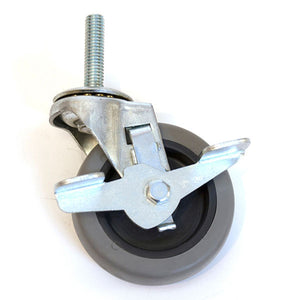 Rubber Caster - 3/8" Thread - Grey - Locking