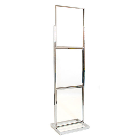 Floor Standing Sign Holder - Triple - Chrome - 22