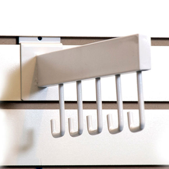 Rectangular 5-Hook Slatwall Faceout - White