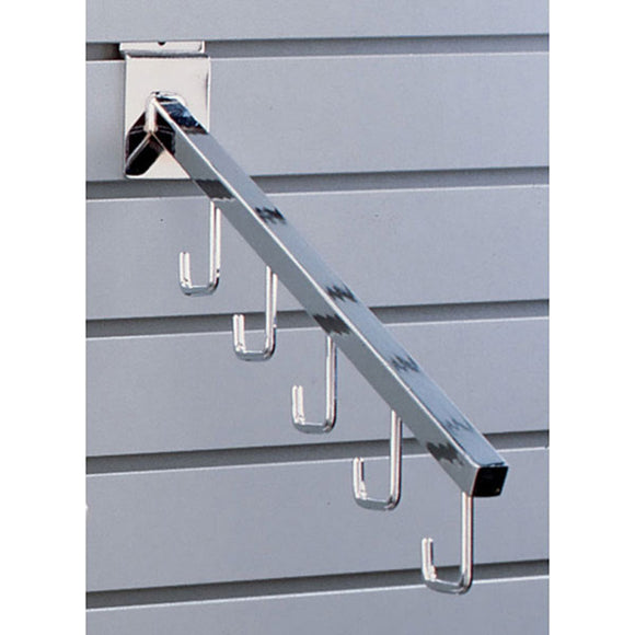 Square 5-Hook Slatwall Waterfall - Chrome