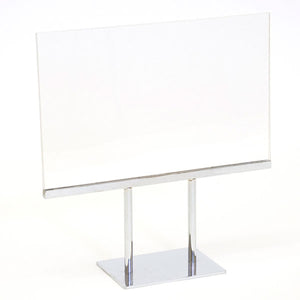 Twin Stem Countertop Sign Holder - Acrylic Frame - Horizontal - 11" x 7"