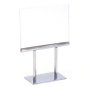 Twin Stem Countertop Sign Holder - Acrylic Frame - Horizontal - 7" x 5-1/2"